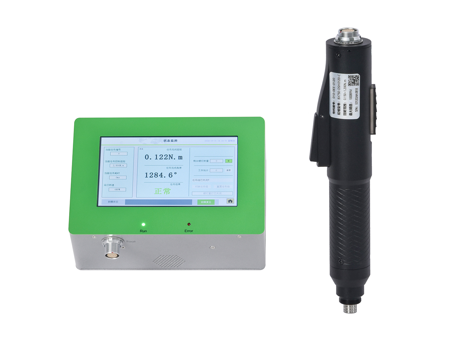 BX750-DSH0120-C 扭力范围：1-12kgf.cm　转数：10-1500Ｒ　工具重量：0.86Kg 适用批头：5mm　扭矩精度3%　控制器型号：D2R5IR　输入电压：ＡＣ220Ｖ